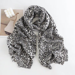 Leopard Print Fringed Woven Cashmere - Like Scarf for Women, Warm Shawl Wrap for Fall & Winter 2024 - Coscosmos