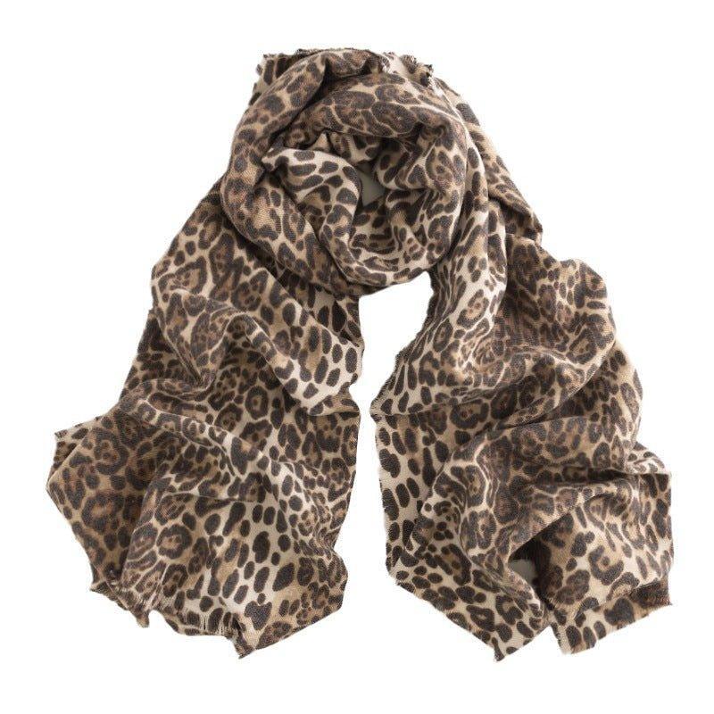 Leopard Print Fringed Woven Cashmere - Like Scarf for Women, Warm Shawl Wrap for Fall & Winter 2024 - Coscosmos