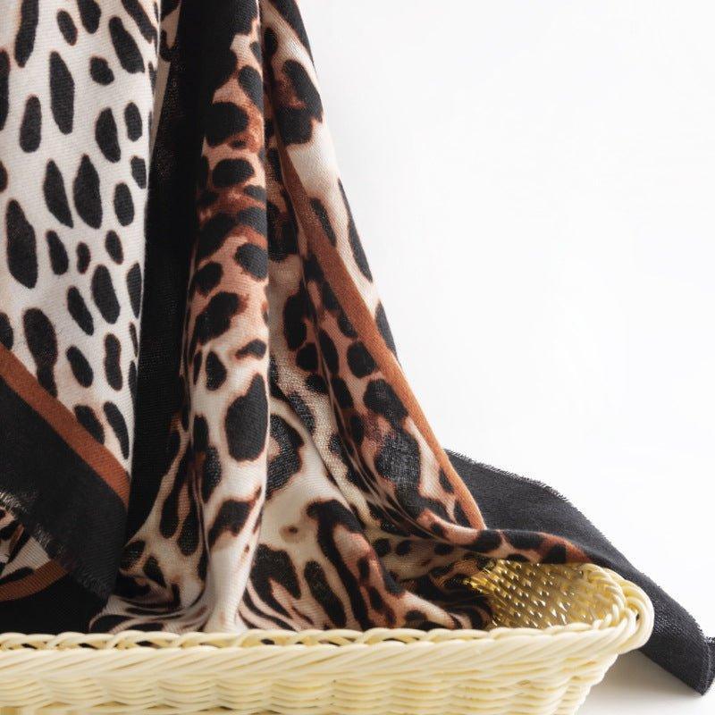 Leopard Print Scarf for Women | Long Winter Shawl | Cozy Commuter Neck Warmer for Fall & Winter - Coscosmos