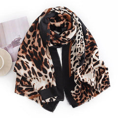 Leopard Print Scarf for Women | Long Winter Shawl | Cozy Commuter Neck Warmer for Fall & Winter - Coscosmos