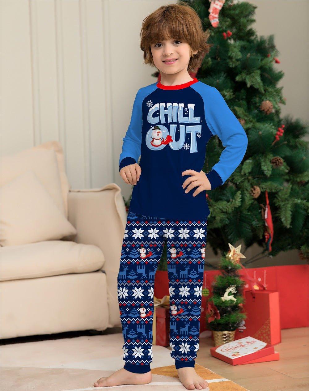 Letter and Snowflake Print Christmas Family Matching Pajamas | Long - Sleeve Holiday Loungewear Set - Coscosmos