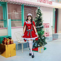 M - XL Japanese sexy Christmas clothing, plaid loli Christmas clothing, party clothing, Korean cape Christmas clothing - Coscosmos