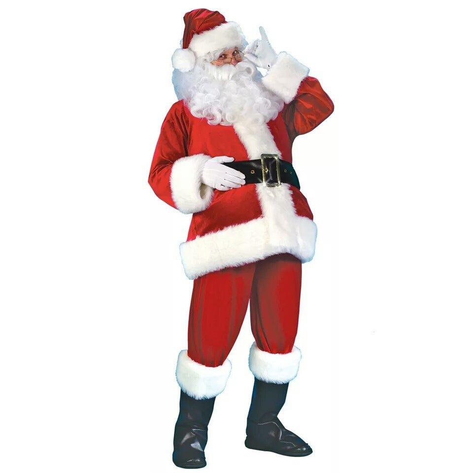 M - XXL high - quality long - haired Santa Claus clothing, Christmas Santa Claus clothing set COS Christmas clothing - Coscosmos