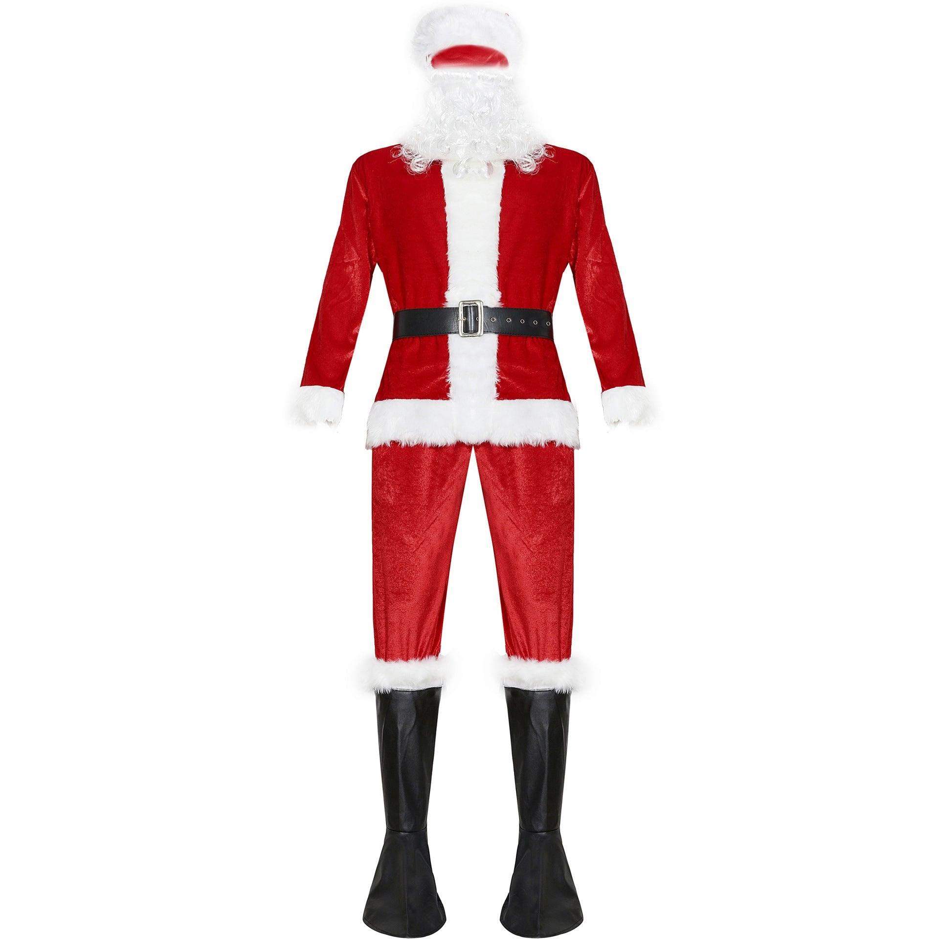 M - XXL high - quality long - haired Santa Claus clothing, Christmas Santa Claus clothing set COS Christmas clothing - Coscosmos