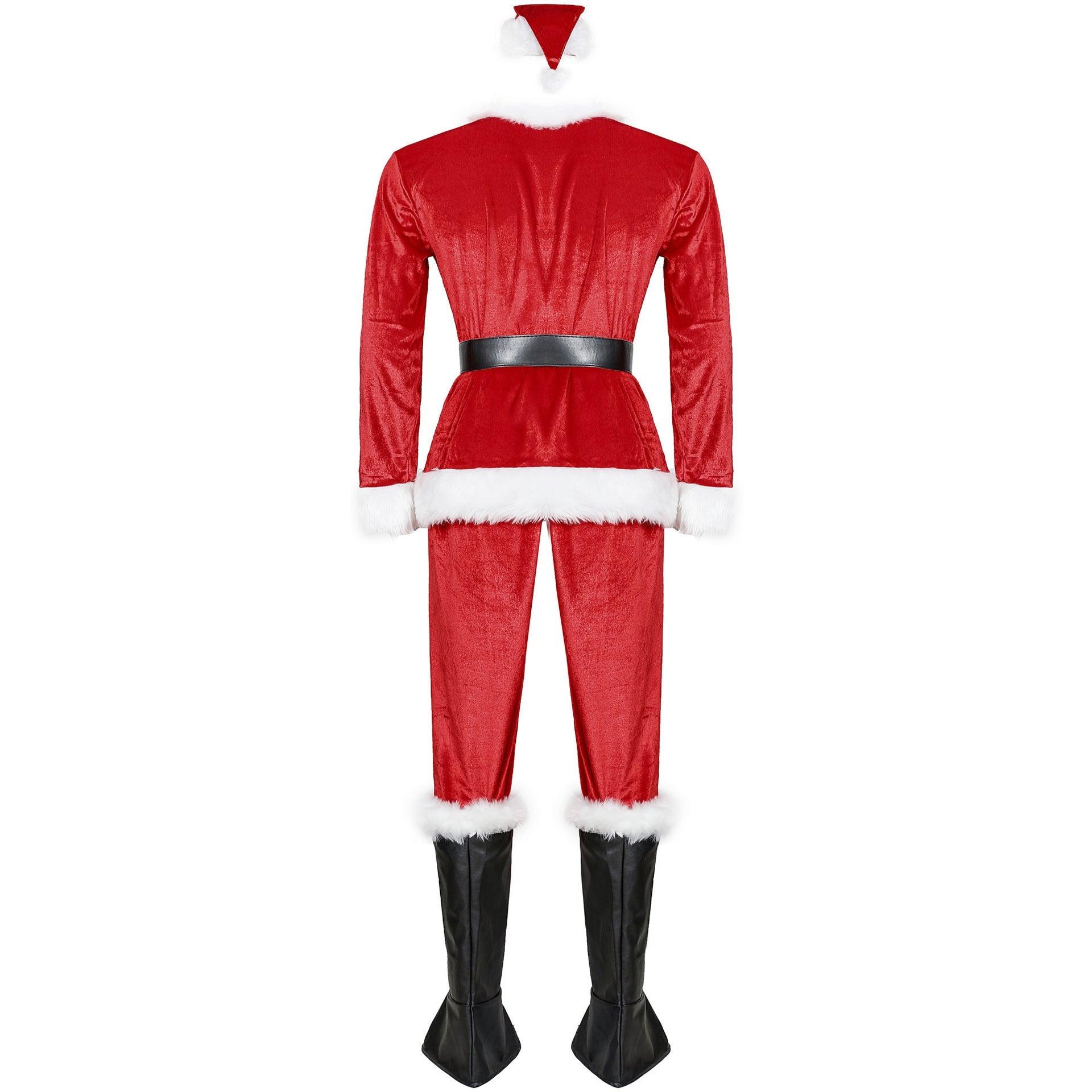 M - XXL high - quality long - haired Santa Claus clothing, Christmas Santa Claus clothing set COS Christmas clothing - Coscosmos