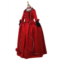 Marie Antoinette Rococo Red Dress | 18th Century Baroque Victorian Carnival Party Costume - Coscosmos