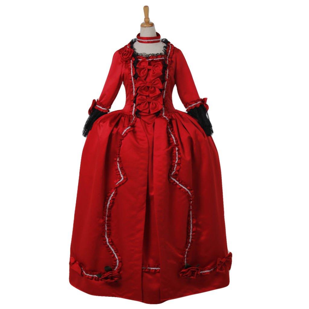 Marie Antoinette Rococo Red Dress | 18th Century Baroque Victorian Carnival Party Costume - Coscosmos