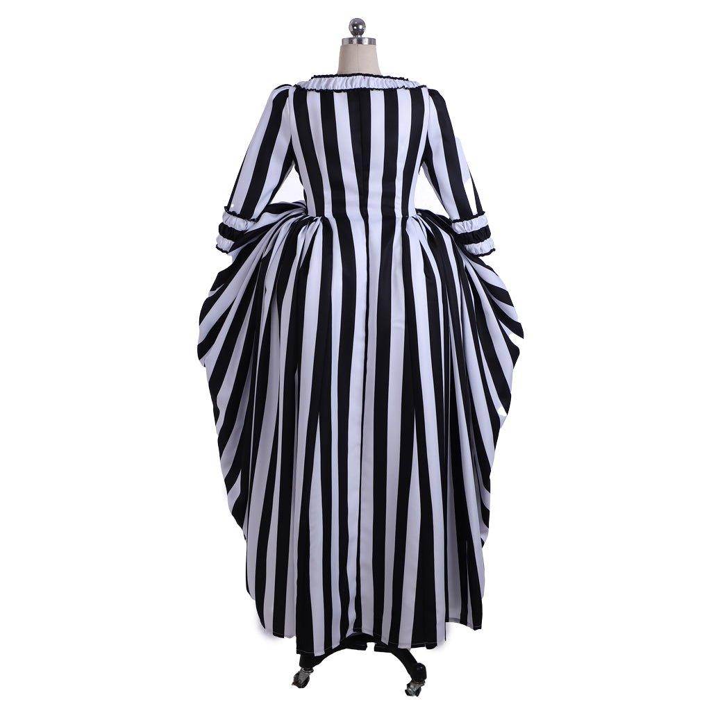 Marie Antoinette Rococo Stripe Dress | Victorian Gothic Ball Gown Cosplay Costume for Women - Coscosmos