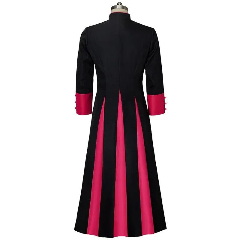 Medieval Clergy Robe - Black & Red Roman Pastor Cassock Jacket for Men | Coscomos Medieval Series - Coscosmos