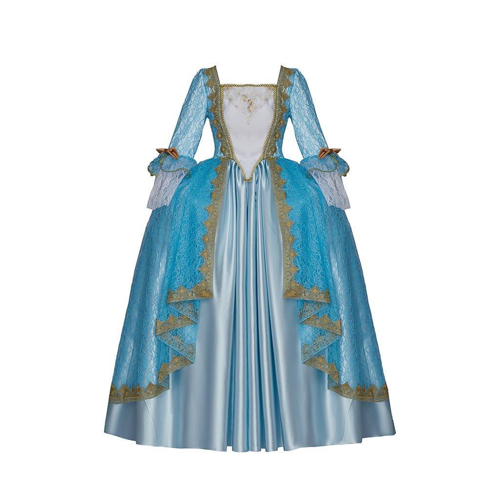 Medieval Court Rococo Marie Antoinette Blue Princess Dress | Georgian Baroque Victorian Renaissance Ball Gown - Coscosmos