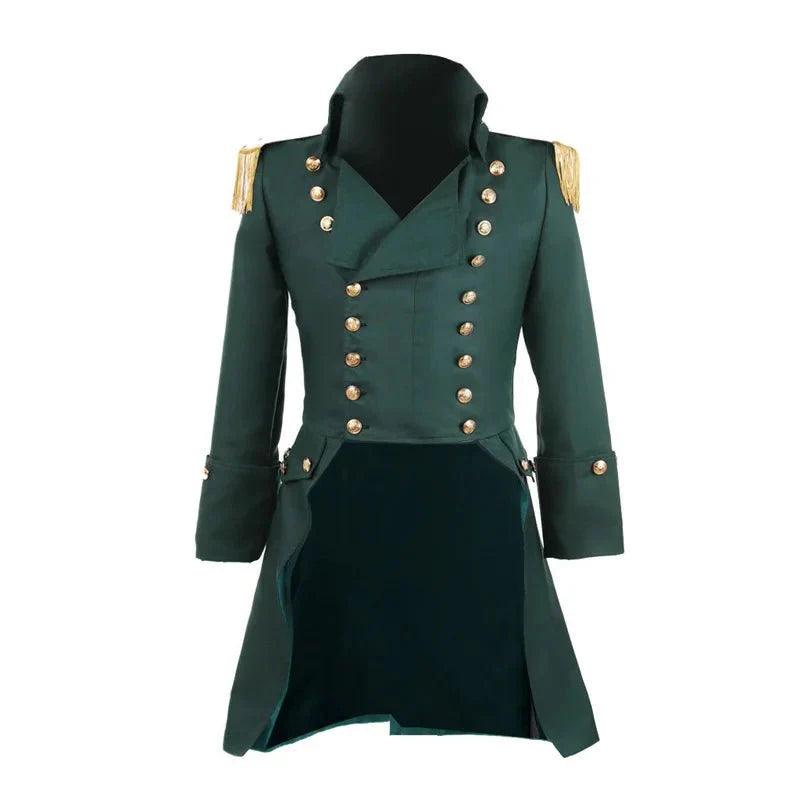 Medieval Green Steampunk Trench Coat Costume - Retro Noble Court Prince Outfit | Coscomos - Coscosmos