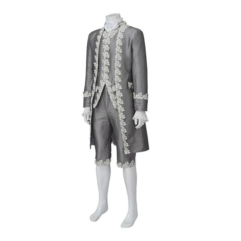 Medieval King George Cosplay Costume - Grey British Royal Suit for Halloween & Parties - Coscosmos