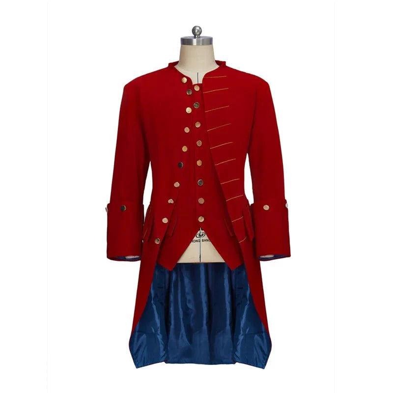 Medieval Men's Uniform Jacket Slim Medieval Men's Tuxedo Red Uniform Regency Suit Noble Men's Retro Coat - Coscosmos