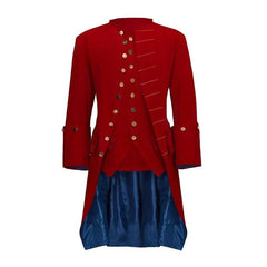 Medieval Men's Uniform Jacket Slim Medieval Men's Tuxedo Red Uniform Regency Suit Noble Men's Retro Coat - Coscosmos