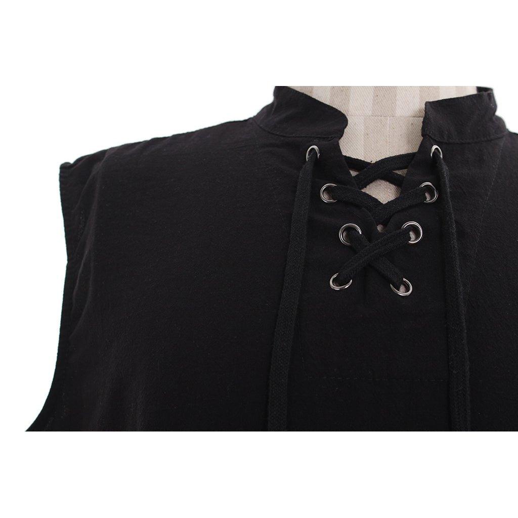 Medieval Men’s Victorian Vest Shirt - Sleeveless Pure Color Collar Straps Shirt for Summer | Coscomos - Coscosmos