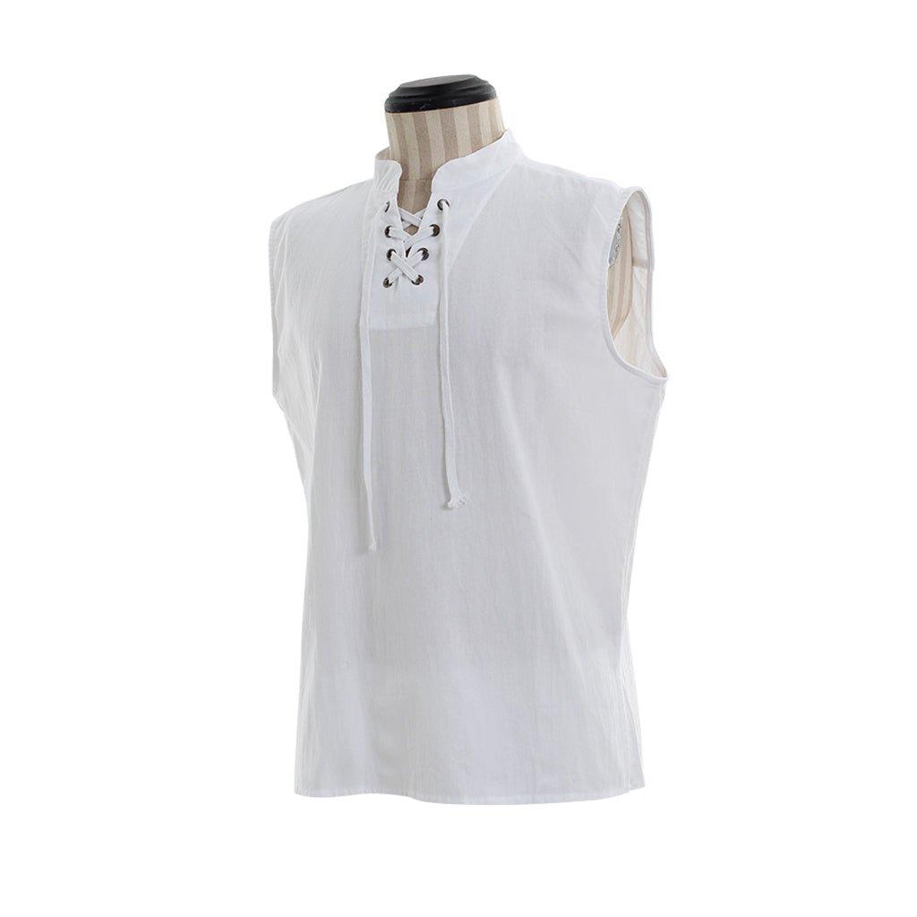 Medieval Men’s Victorian Vest Shirt - Sleeveless Pure Color Collar Straps Shirt for Summer | Coscomos - Coscosmos