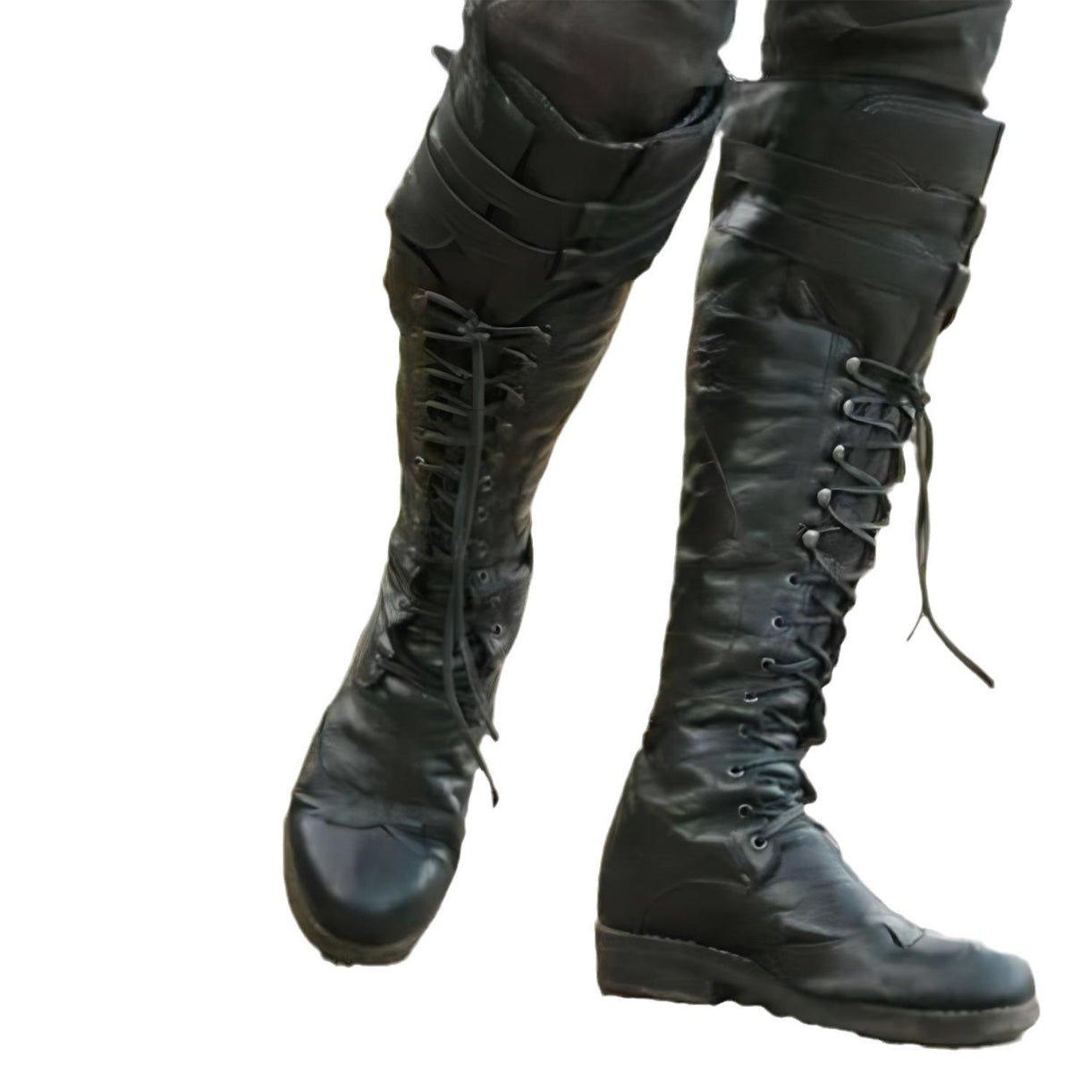 Medieval Steampunk Cosplay Boots for Men & Women, PU Leather Pirate Larp Shoes - Coscosmos