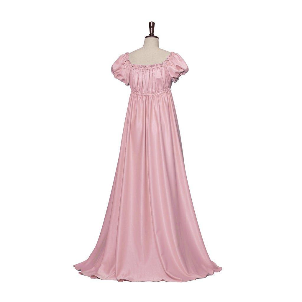 Medieval Traditional Empire Gown - Bridgerton Cosplay Costume in Pink Silky Fabric - Coscosmos