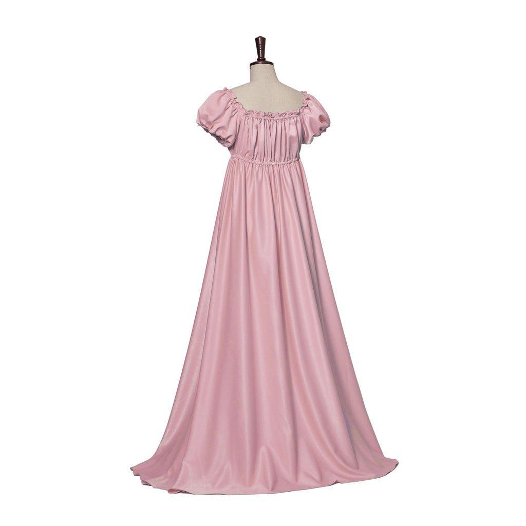 Medieval Traditional Empire Gown - Bridgerton Cosplay Costume in Pink Silky Fabric - Coscosmos