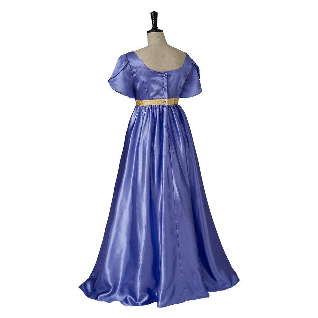 Medieval Traditional Empire Gown - Bridgerton Cosplay Costume in Purple - Blue Silky Fabric - Coscosmos