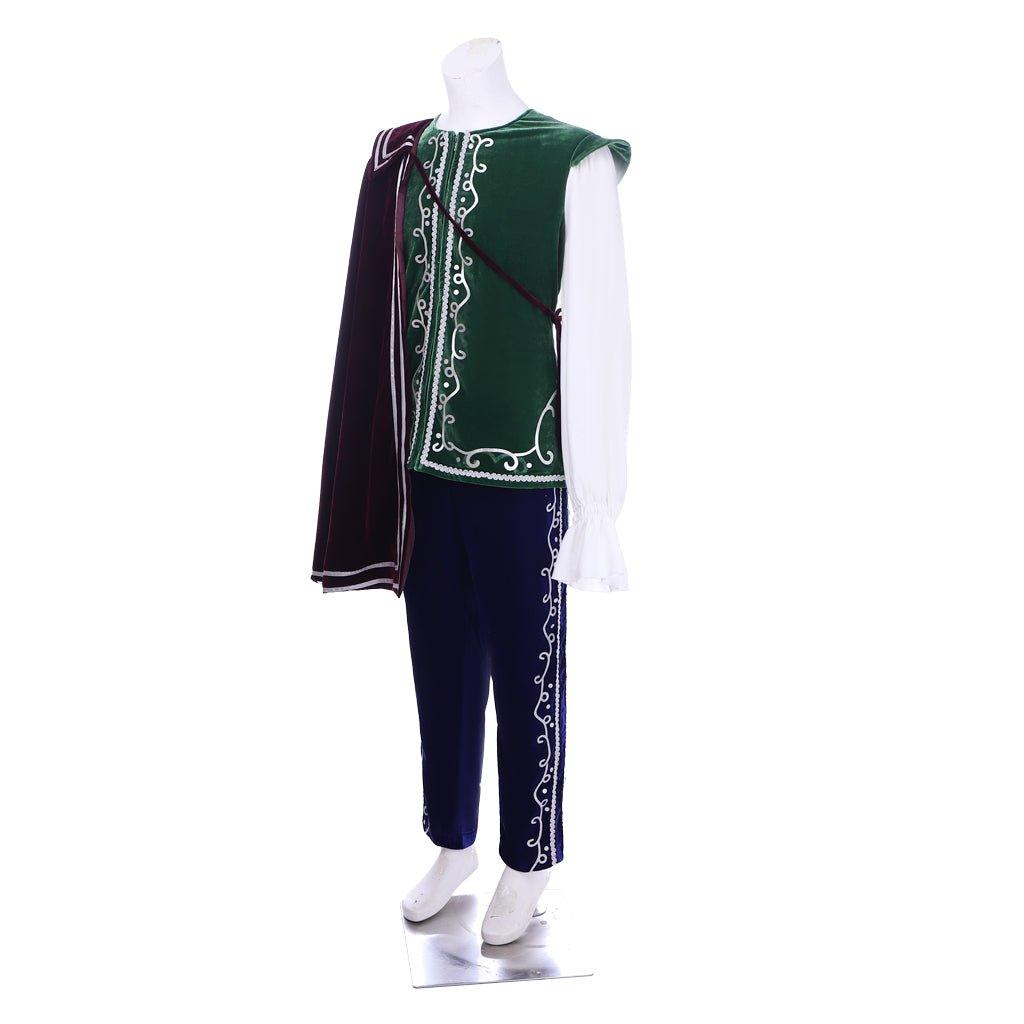 Medieval Tudor King Prince Costume - Velvet Long Sleeve Top, Pants & Cloak | Coscomos - Coscosmos