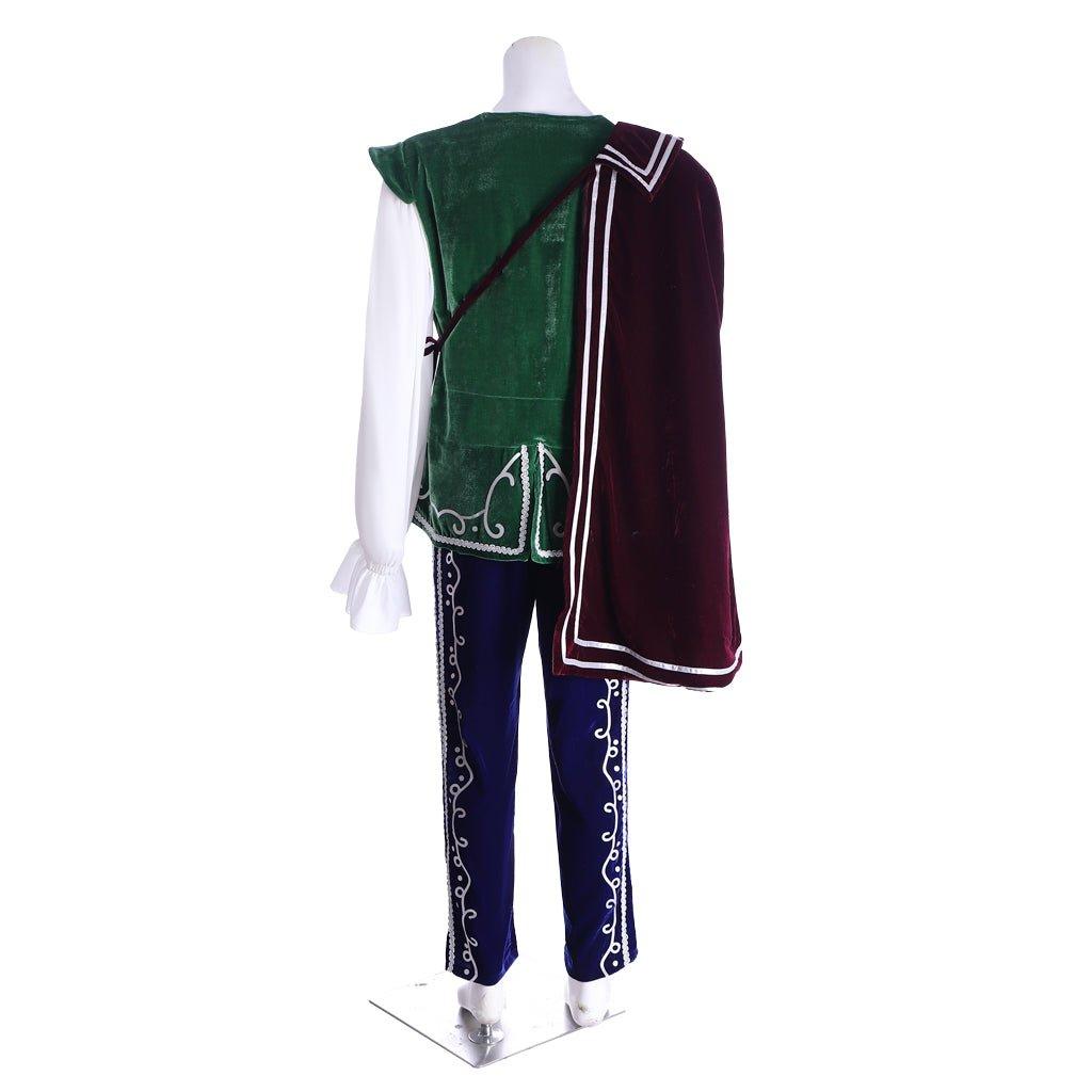 Medieval Tudor King Prince Costume - Velvet Long Sleeve Top, Pants & Cloak | Coscomos - Coscosmos