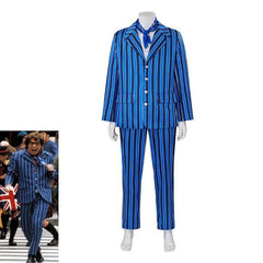 Men Austin Costume Blue Spy Movie Cosplay Outfit Adult 60s Spy Swinger Costume - Coscosmos