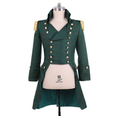 Men’s Colonial Green Military Coat - Victorian Regency Tailcoat | Hamilton Cosplay Jacket | Coscomos Medieval Series - Coscosmos