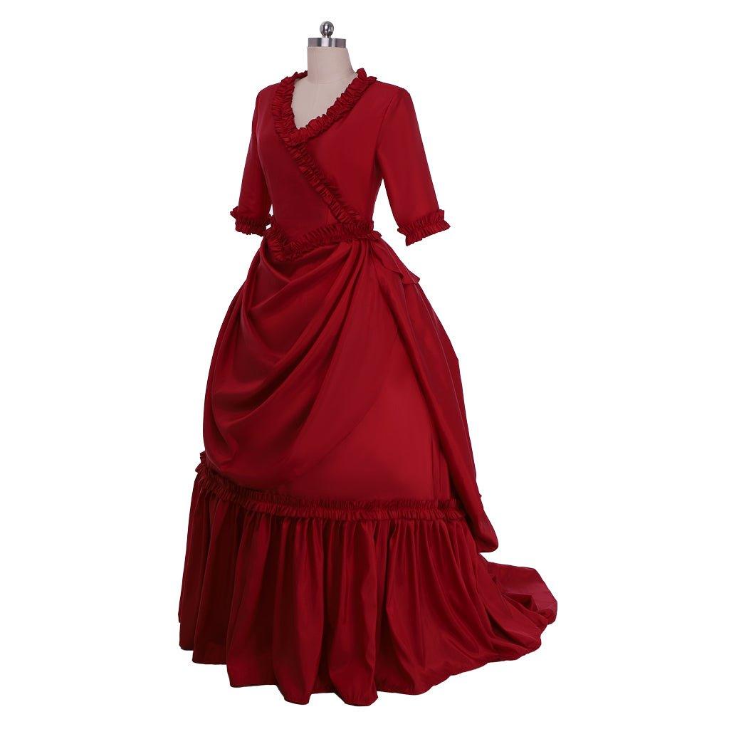 Mina Harker Cosplay Costume | Vintage Victorian Red Ball Gown with Bustle | Wedding & Cosplay Dress for Women - Coscosmos