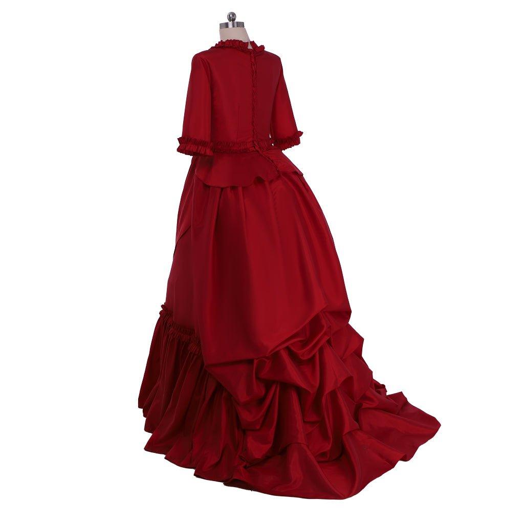 Mina Harker Cosplay Costume | Vintage Victorian Red Ball Gown with Bustle | Wedding & Cosplay Dress for Women - Coscosmos