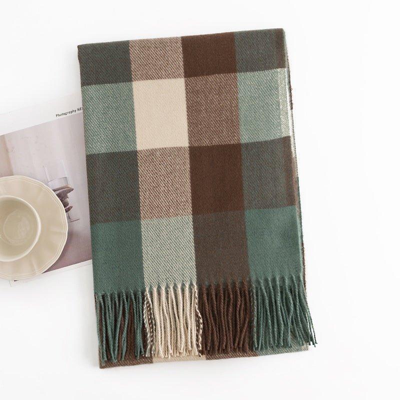 Morandi Plaid Scarf for Women 2024 Fall Faux Cashmere Cozy Wrap for Thanksgiving & Halloween - Coscosmos