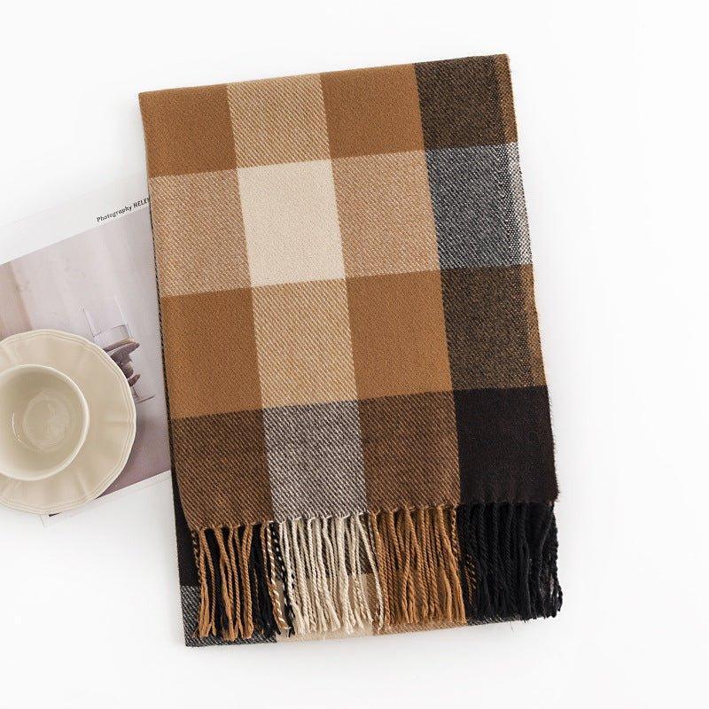 Morandi Plaid Scarf for Women 2024 Fall Faux Cashmere Cozy Wrap for Thanksgiving & Halloween - Coscosmos