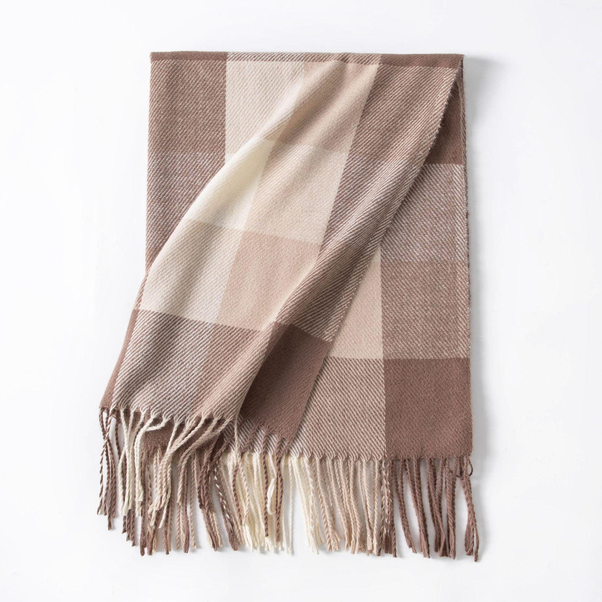 Morandi Plaid Scarf for Women 2024 Fall Faux Cashmere Cozy Wrap for Thanksgiving & Halloween - Coscosmos