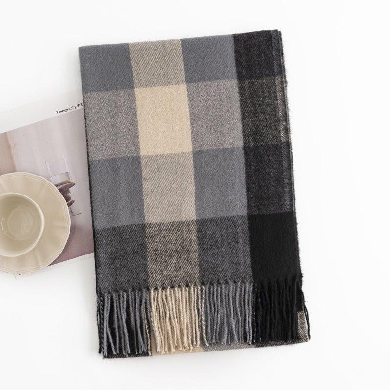 Morandi Plaid Scarf for Women 2024 Fall Faux Cashmere Cozy Wrap for Thanksgiving & Halloween - Coscosmos