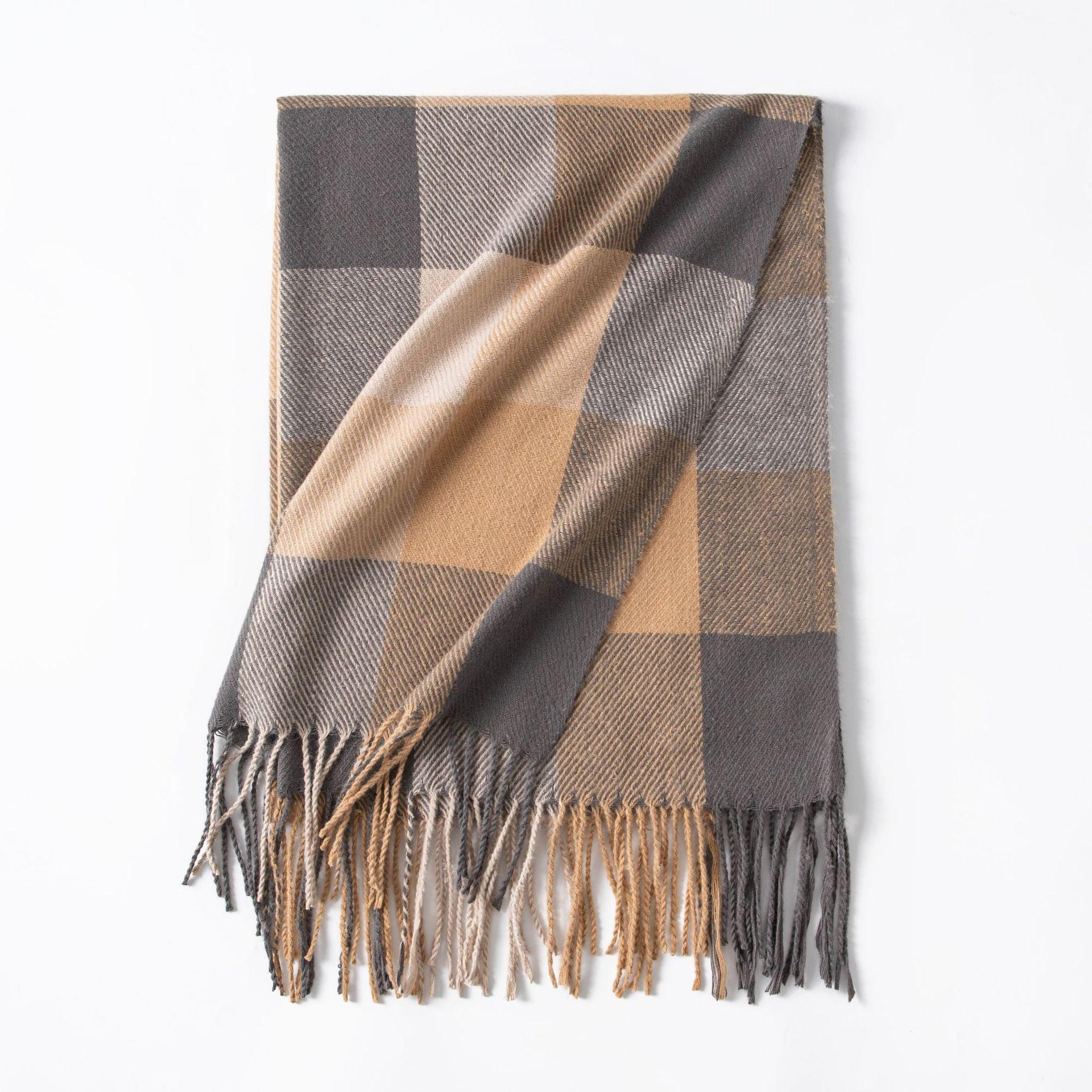 Morandi Plaid Scarf for Women 2024 Fall Faux Cashmere Cozy Wrap for Thanksgiving & Halloween - Coscosmos