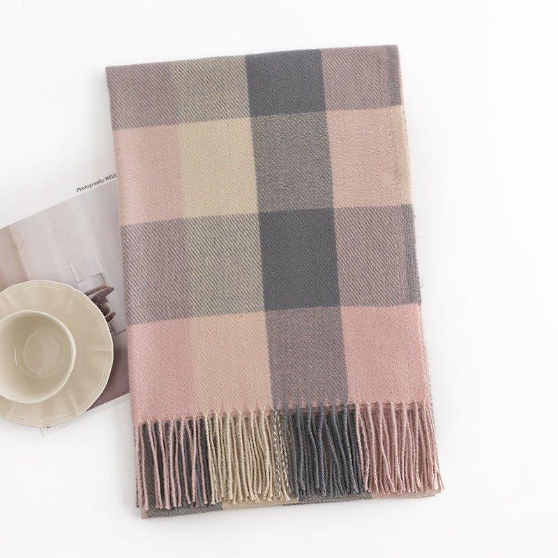 Morandi Plaid Scarf for Women 2024 Fall Faux Cashmere Cozy Wrap for Thanksgiving & Halloween - Coscosmos