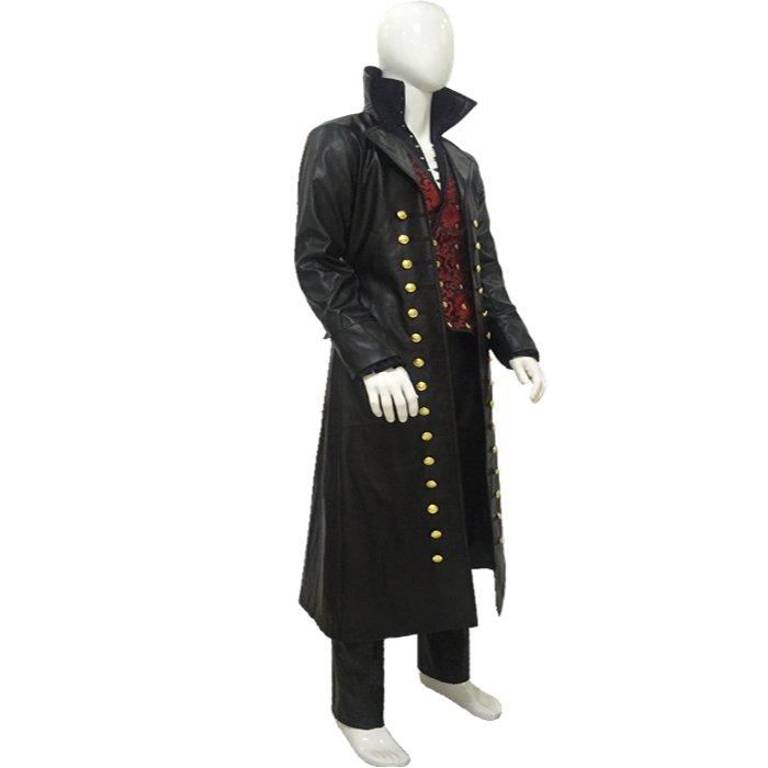 Movie Cosplay Hook Costume Black Uniform Captain Outfit Full Set | Jacket, Vest, Shirt, Pants | Victorian Pirate Halloween Clothing - Coscosmos