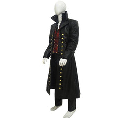 Movie Cosplay Hook Costume Black Uniform Captain Outfit Full Set | Jacket, Vest, Shirt, Pants | Victorian Pirate Halloween Clothing - Coscosmos