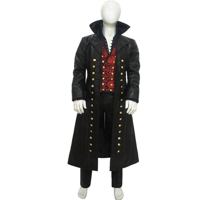 Movie Cosplay Hook Costume Black Uniform Captain Outfit Full Set | Jacket, Vest, Shirt, Pants | Victorian Pirate Halloween Clothing - Coscosmos