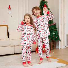 New Cartoon Reindeer Print Family Christmas Pajamas | Matching Mother - Daughter Long - Sleeve Set | Cozy Homewear - Coscosmos