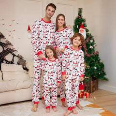 New Cartoon Reindeer Print Family Christmas Pajamas | Matching Mother - Daughter Long - Sleeve Set | Cozy Homewear - Coscosmos