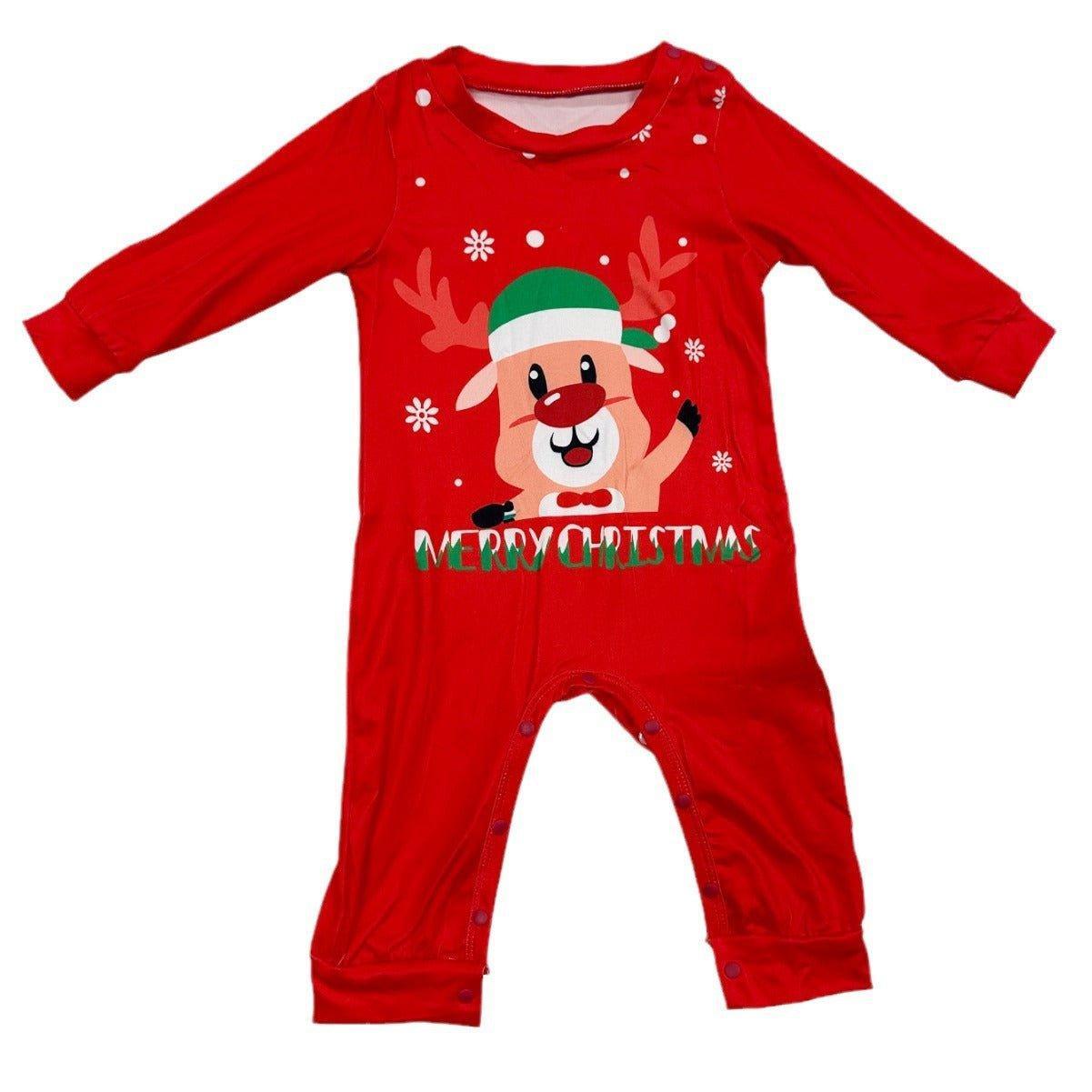 New Cartoon Reindeer Snowman Christmas Print Family Matching Pajama Set | Christmas Family Outfits for Three - Coscosmos