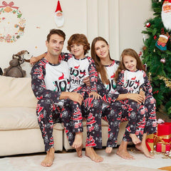 New Christmas Cartoon Letter & Tree Print Matching Family Pajamas Set with Pet Outfit | Holiday Sleepwear for the Whole Family - Coscosmos