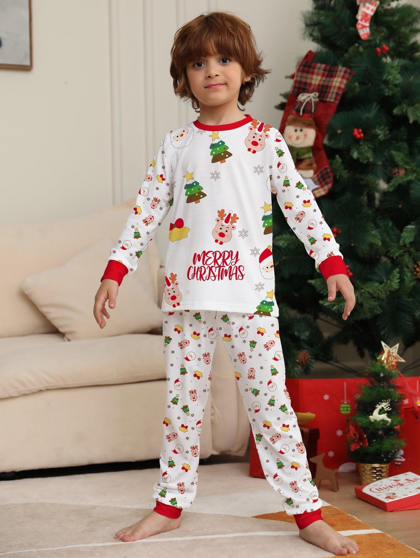 New Christmas Cartoon Pajamas Set with Christmas Tree Print | Family Matching Outfits | Holiday Loungewear - Coscosmos