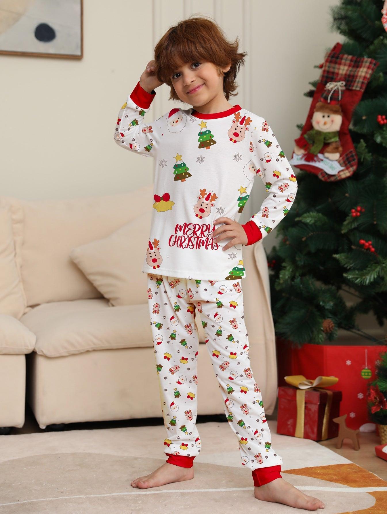 New Christmas Cartoon Pajamas Set with Christmas Tree Print | Family Matching Outfits | Holiday Loungewear - Coscosmos