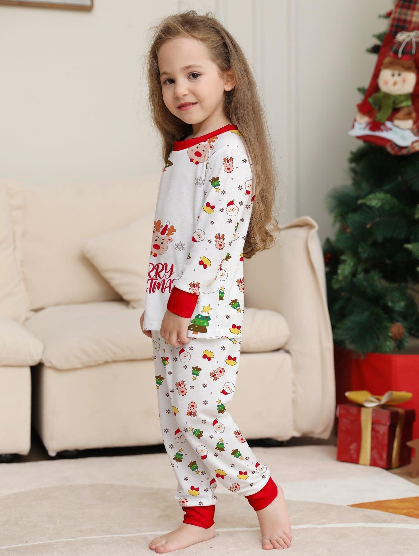 New Christmas Cartoon Pajamas Set with Christmas Tree Print | Family Matching Outfits | Holiday Loungewear - Coscosmos