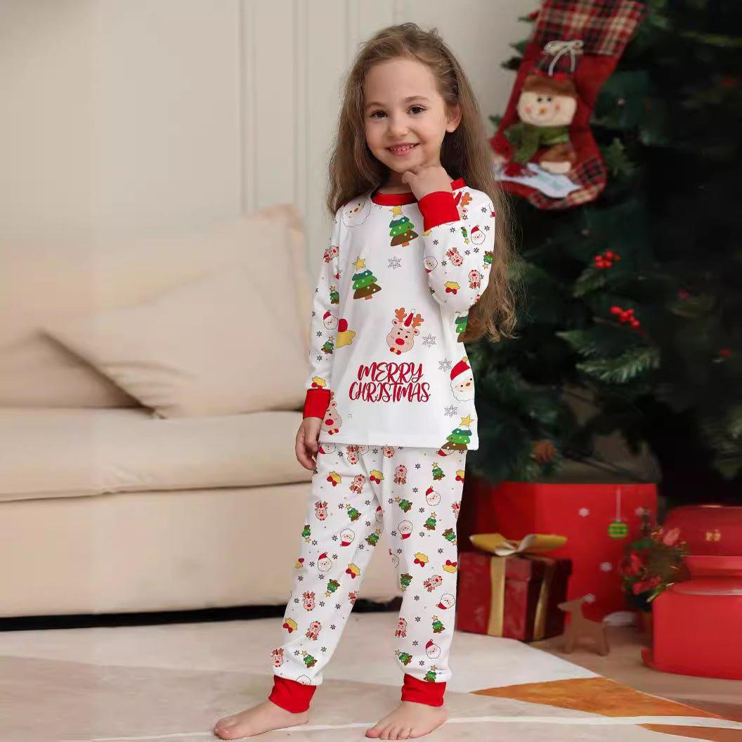 New Christmas Cartoon Pajamas Set with Christmas Tree Print | Family Matching Outfits | Holiday Loungewear - Coscosmos