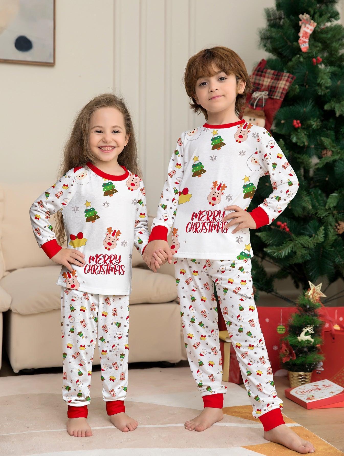 New Christmas Cartoon Pajamas Set with Christmas Tree Print | Family Matching Outfits | Holiday Loungewear - Coscosmos