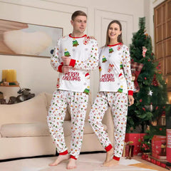 New Christmas Cartoon Pajamas Set with Christmas Tree Print | Family Matching Outfits | Holiday Loungewear - Coscosmos