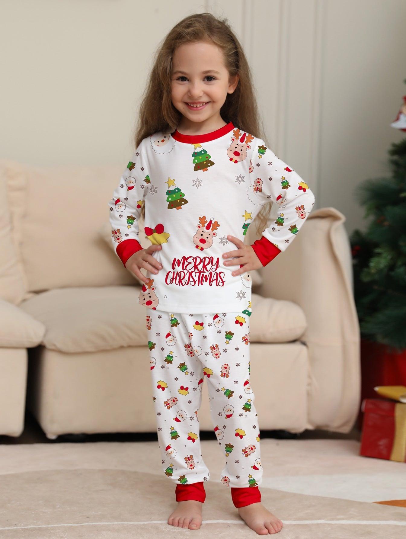 New Christmas Cartoon Pajamas Set with Christmas Tree Print | Family Matching Outfits | Holiday Loungewear - Coscosmos